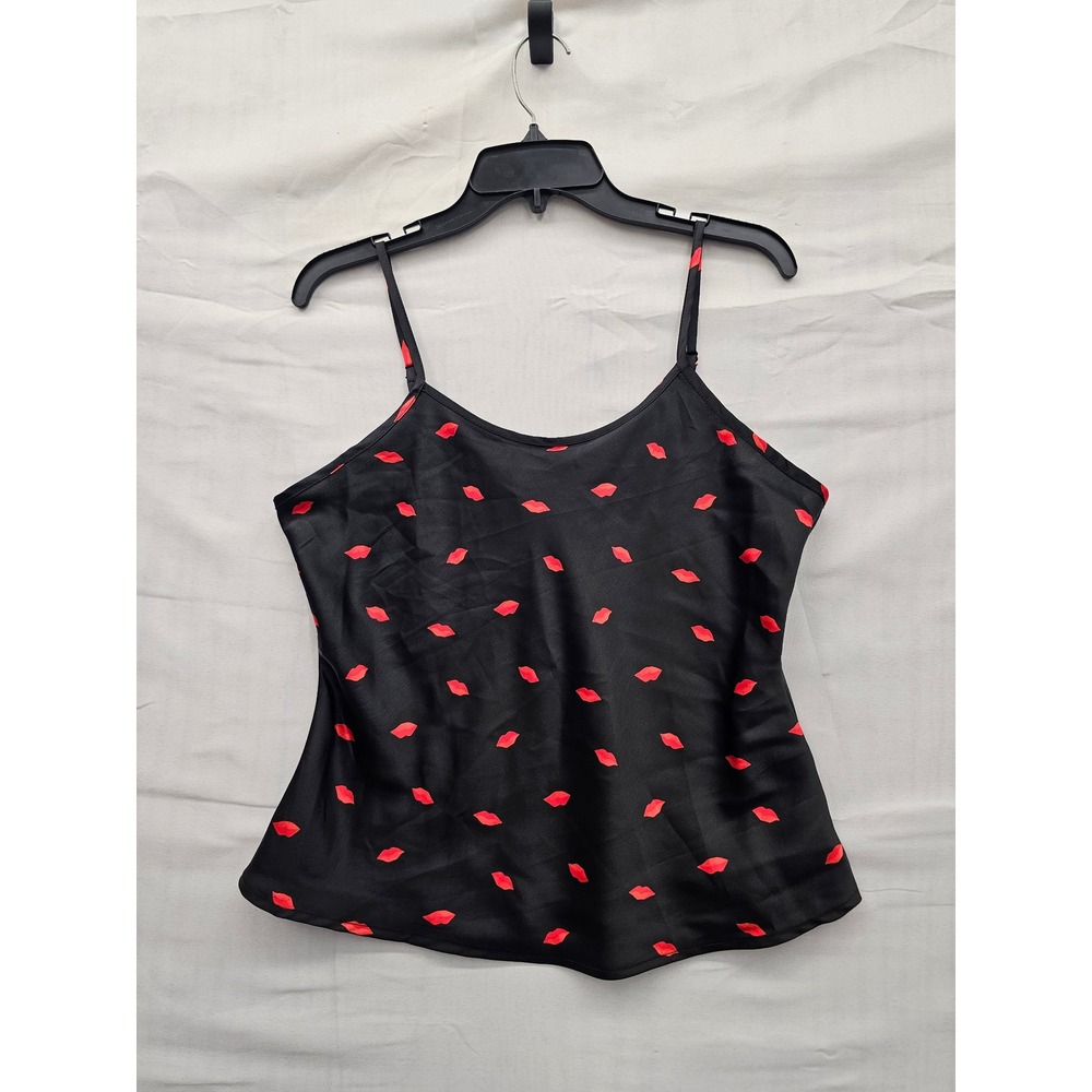 A New Day Womens Lip Print Cami Black Polyester Casual Size‎ Small